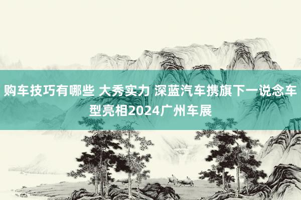   购车技巧有哪些 大秀实力 深蓝汽车携旗下一说念车型亮相2024广州车展