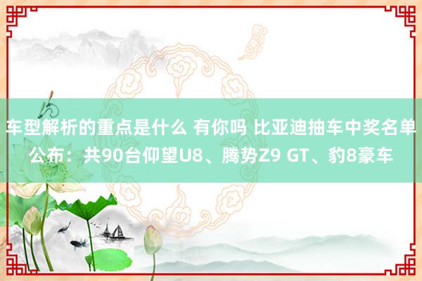   车型解析的重点是什么 有你吗 比亚迪抽车中奖名单公布：共90台仰望U8、腾势Z9 GT、豹8豪车