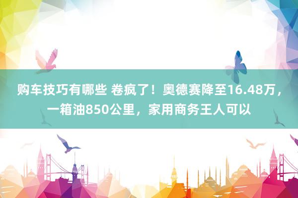   购车技巧有哪些 卷疯了！奥德赛降至16.48万，一箱油850公里，家用商务王人可以