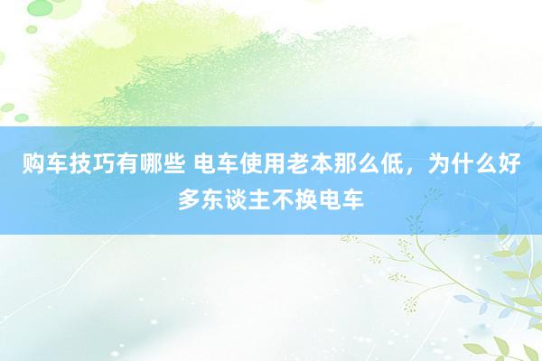   购车技巧有哪些 电车使用老本那么低，为什么好多东谈主不换电车