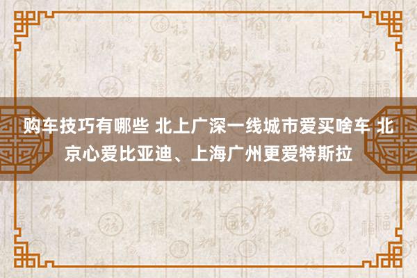   购车技巧有哪些 北上广深一线城市爱买啥车 北京心爱比亚迪、上海广州更爱特斯拉