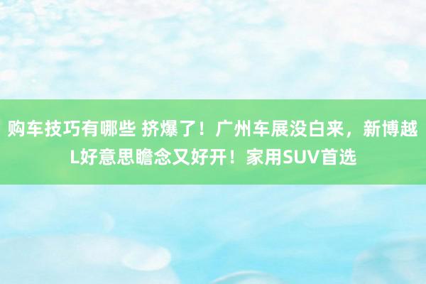   购车技巧有哪些 挤爆了！广州车展没白来，新博越L好意思瞻念又好开！家用SUV首选