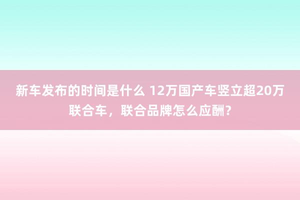   新车发布的时间是什么 12万国产车竖立超20万联合车，联合品牌怎么应酬？