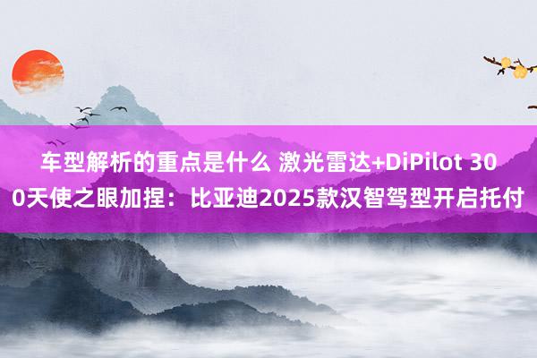   车型解析的重点是什么 激光雷达+DiPilot 300天使之眼加捏：比亚迪2025款汉智驾型开启托付