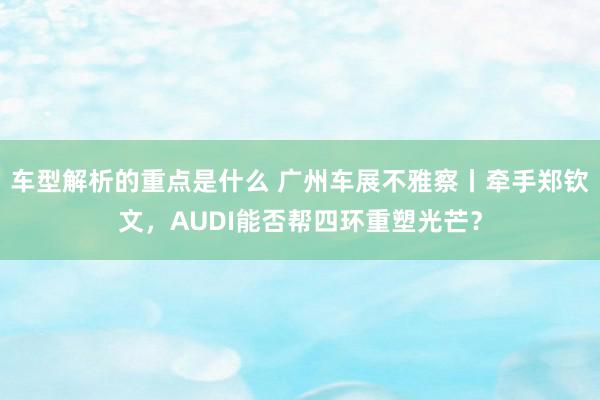 车型解析的重点是什么 广州车展不雅察丨牵手郑钦文，AUDI能否帮四环重塑光芒？