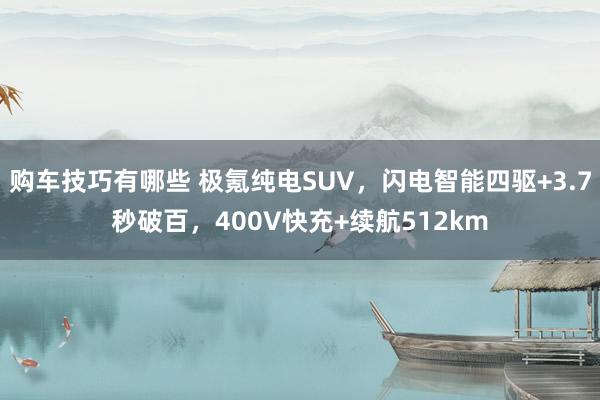 购车技巧有哪些 极氪纯电SUV，闪电智能四驱+3.7秒破百，400V快充+续航512km