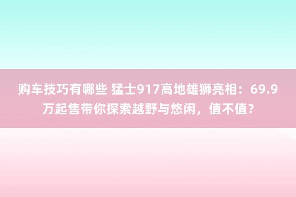 购车技巧有哪些 猛士917高地雄狮亮相：69.9万起售带你探索越野与悠闲，值不值？