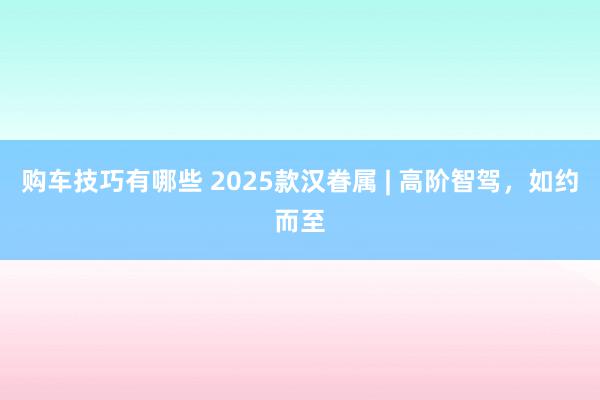 购车技巧有哪些 2025款汉眷属 | 高阶智驾，如约而至