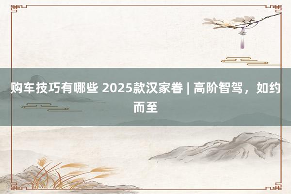 购车技巧有哪些 2025款汉家眷 | 高阶智驾，如约而至