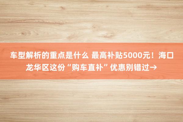 车型解析的重点是什么 最高补贴5000元！海口龙华区这份“购