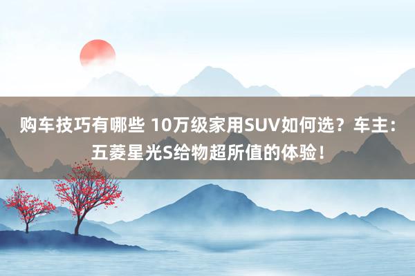 购车技巧有哪些 10万级家用SUV如何选？车主：五菱星光S给物超所值的体验！