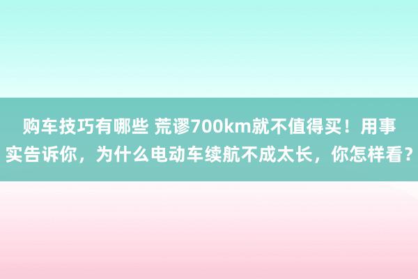 购车技巧有哪些 荒谬700km就不值得买！用事实告诉你，为什么电动车续航不成太长，你怎样看？