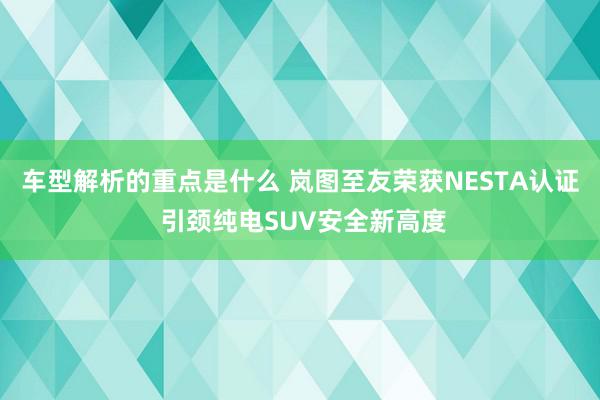 车型解析的重点是什么 岚图至友荣获NESTA认证 引颈纯电SUV安全新高度