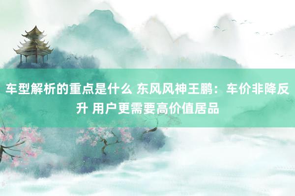 车型解析的重点是什么 东风风神王鹏：车价非降反升 用户更需要高价值居品