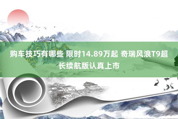 购车技巧有哪些 限时14.89万起 奇瑞风浪T9超长续航版认