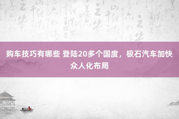 购车技巧有哪些 登陆20多个国度，极石汽车加快众人化布局