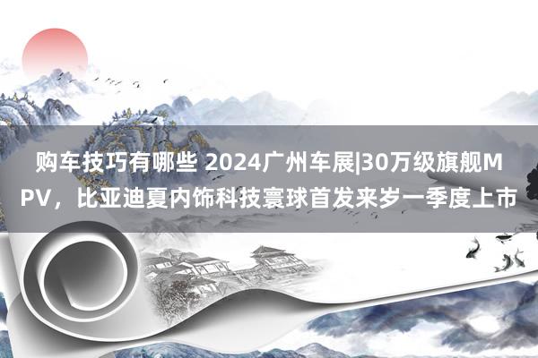 购车技巧有哪些 2024广州车展|30万级旗舰MPV，比亚迪