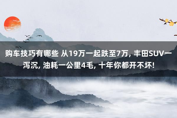   购车技巧有哪些 从19万一起跌至7万, 丰田SUV一泻沉, 油耗一公里4毛, 十年你都开不坏!