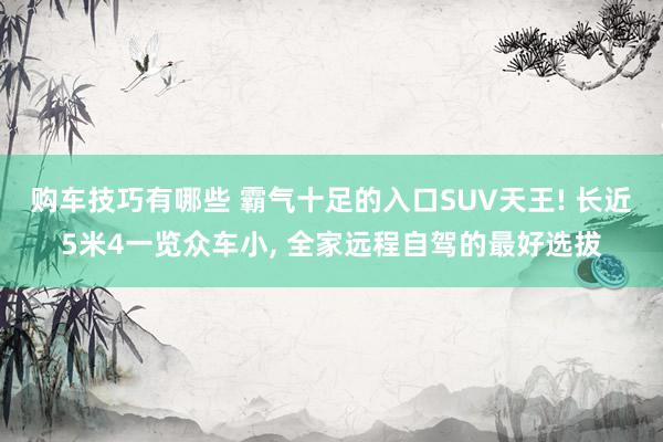   购车技巧有哪些 霸气十足的入口SUV天王! 长近5米4一览众车小, 全家远程自驾的最好选拔