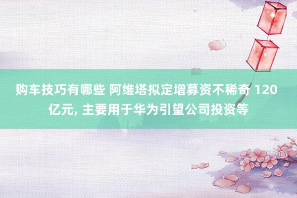   购车技巧有哪些 阿维塔拟定增募资不稀奇 120 亿元, 主要用于华为引望公司投资等