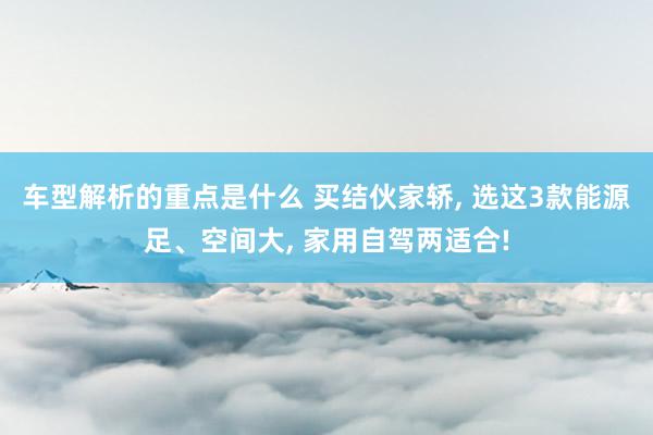   车型解析的重点是什么 买结伙家轿, 选这3款能源足、空间大, 家用自驾两适合!