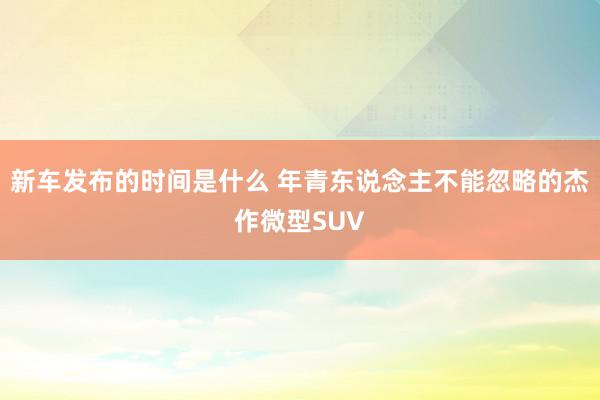 新车发布的时间是什么 年青东说念主不能忽略的杰作微型SUV