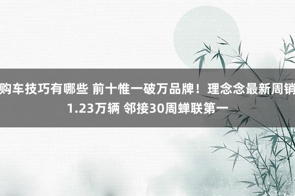 购车技巧有哪些 前十惟一破万品牌！理念念最新周销1.23万辆 邻接30周蝉联第一