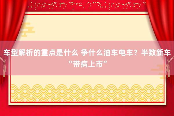 车型解析的重点是什么 争什么油车电车？半数新车“带病上市”