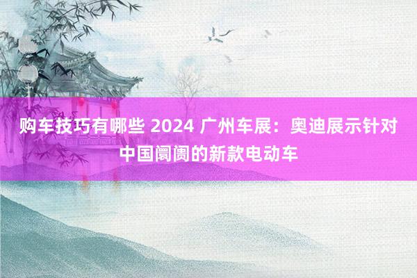   购车技巧有哪些 2024 广州车展：奥迪展示针对中国阛阓的新款电动车