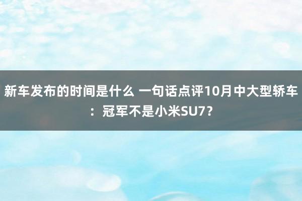   新车发布的时间是什么 一句话点评10月中大型轿车：冠军不是小米SU7？