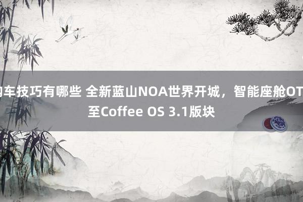 购车技巧有哪些 全新蓝山NOA世界开城，智能座舱OTA至Coffee OS 3.1版块