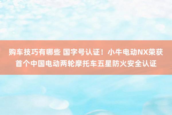 购车技巧有哪些 国字号认证！小牛电动NX荣获首个中国电动两轮摩托车五星防火安全认证