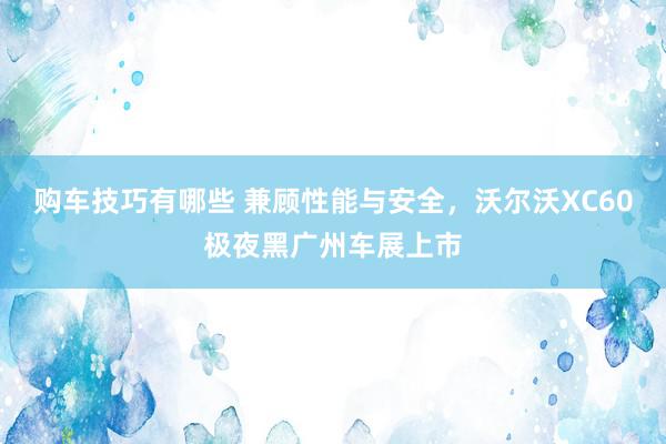   购车技巧有哪些 兼顾性能与安全，沃尔沃XC60极夜黑广州车展上市