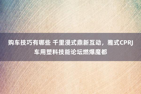 购车技巧有哪些 千里浸式鼎新互动，雅式CPRJ车用塑料技能论坛燃爆魔都