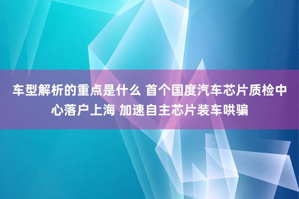 车型解析的重点是什么 首个国度汽车芯片质检中心落户上海 加速自主芯片装车哄骗