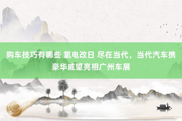   购车技巧有哪些 氢电改日 尽在当代，当代汽车携豪华威望亮相广州车展