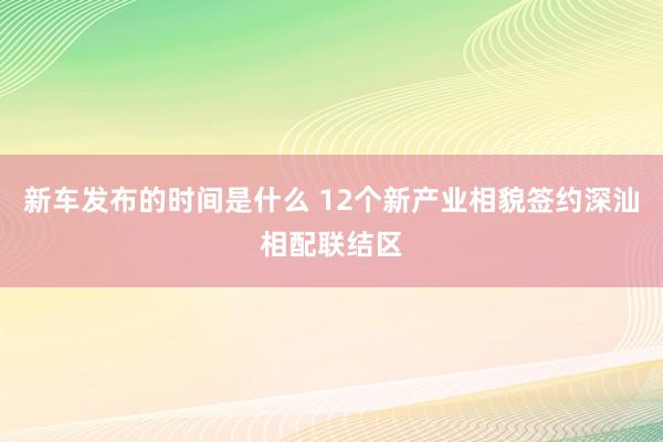 新车发布的时间是什么 12个新产业相貌签约深汕相配联结区