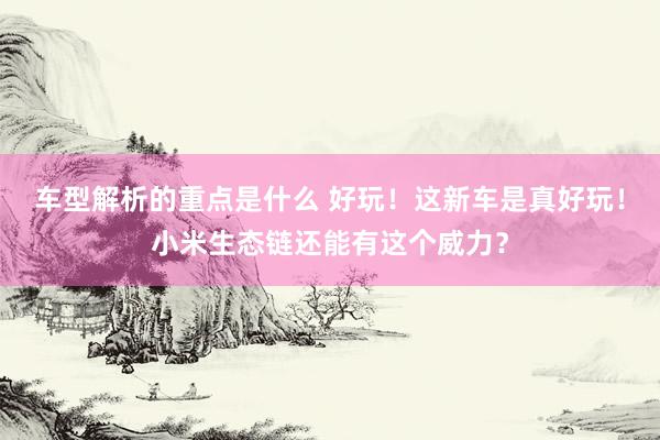   车型解析的重点是什么 好玩！这新车是真好玩！小米生态链还能有这个威力？